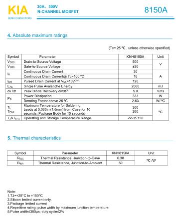 MOS管 KNH8150A 500V30A